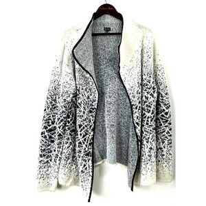 Fantazia Artsy Open Cardigan Sweater Women XL Modernist Knit Lagenlook 1433U3